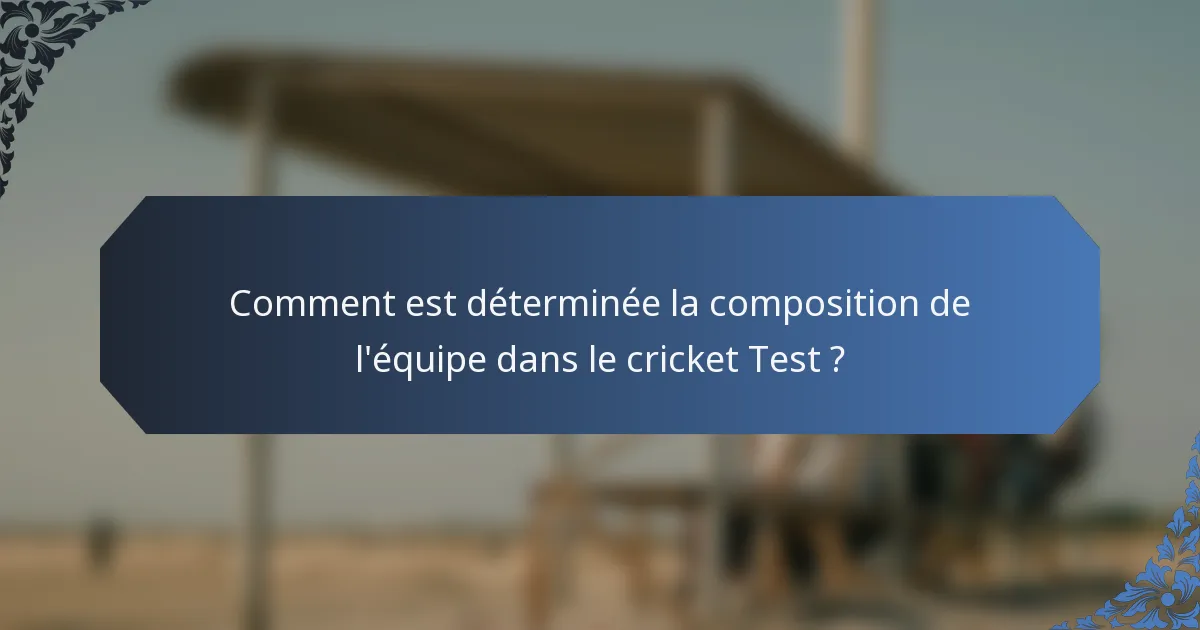 Comment est déterminée la composition de l'équipe dans le cricket Test ?