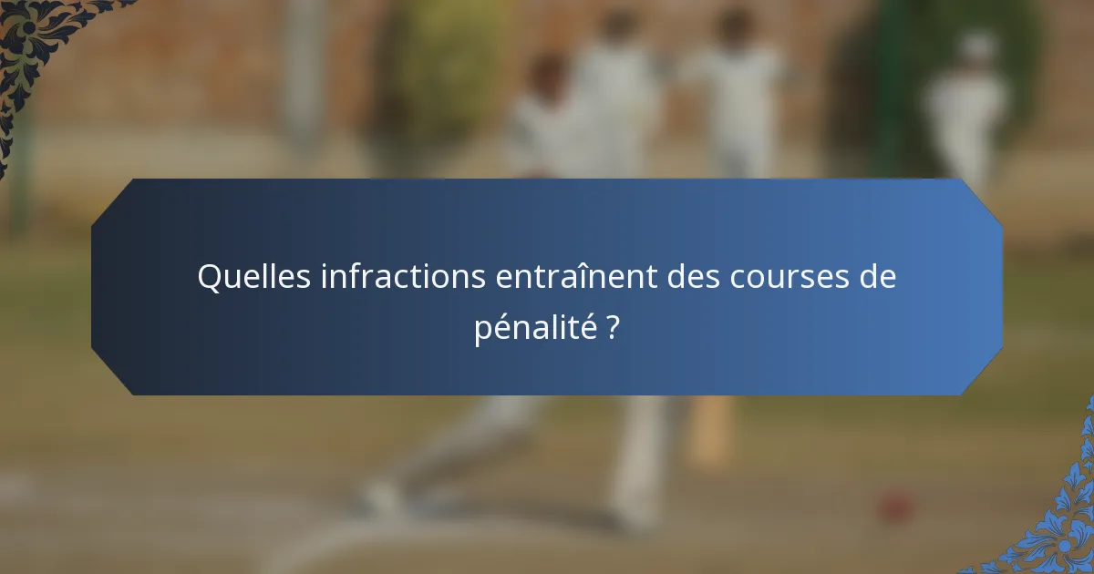Quelles infractions entraînent des courses de pénalité ?