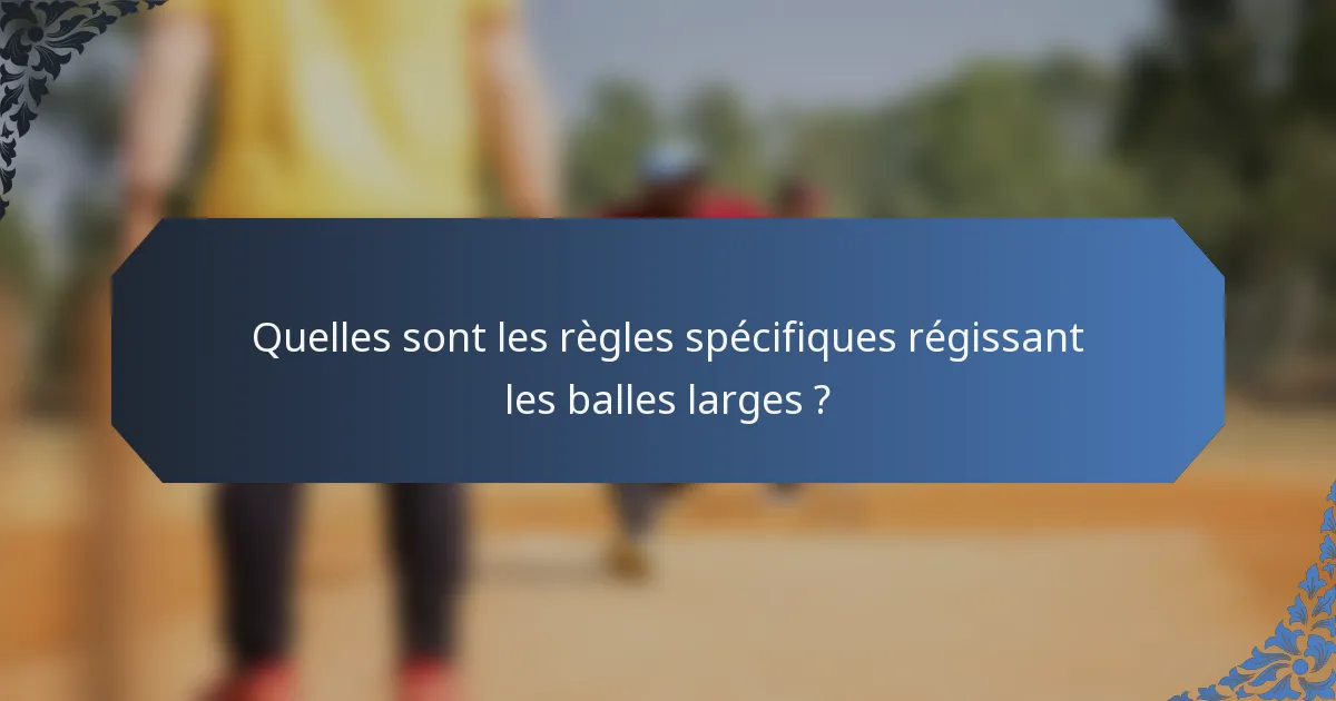 Quelles sont les règles spécifiques régissant les balles larges ?