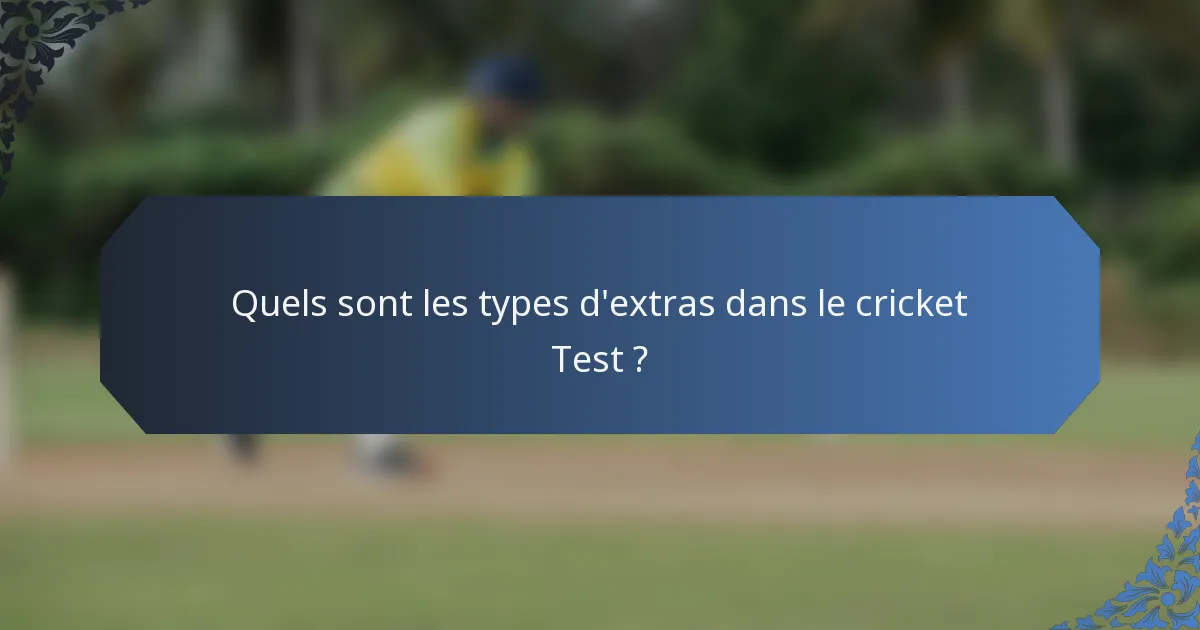 Quels sont les types d'extras dans le cricket Test ?